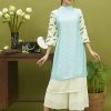 Ao dai to tam 2 lop xanh mint 1